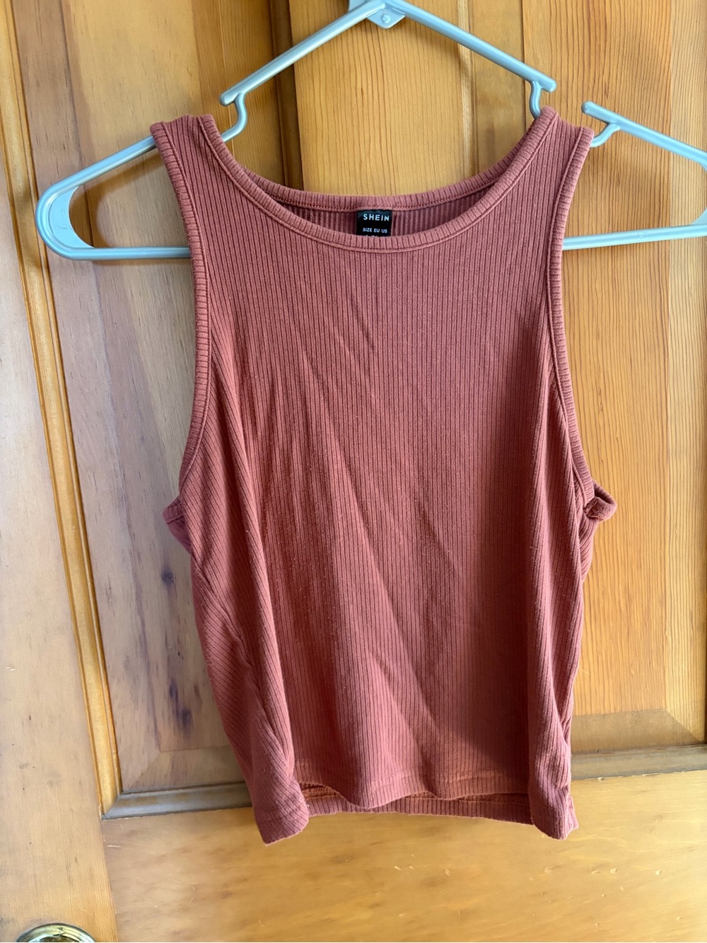 SHEIN Ribbed Tank Top in Rust/mauve